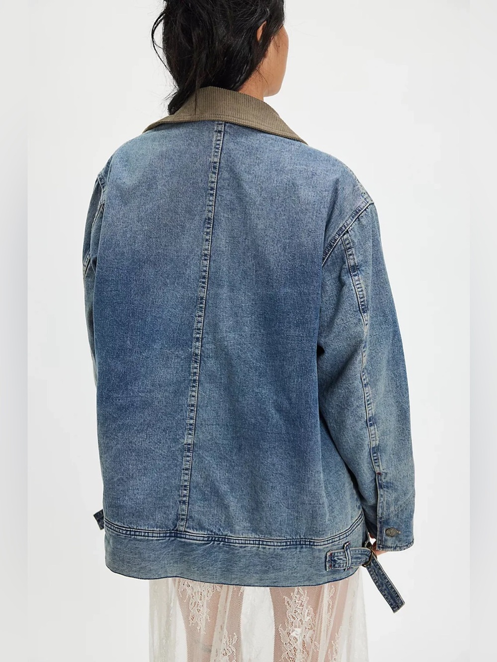 Free People We The Free Sweet Talk Denim Barn Coat - Picture 3 of 11